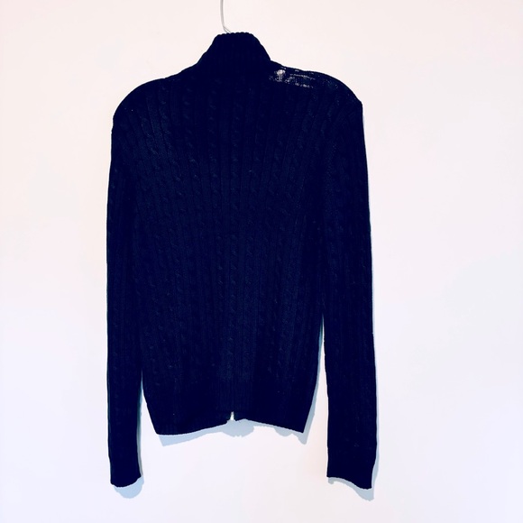 Lauren Ralph Lauren CableKnit Cardigan w/Gold Trim - Picture 5 of 7